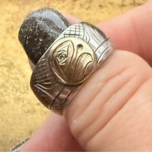 Tlingit Frog Crest Ring – Gold & Sterling, Diamond Eye – Signed ND - no bundles!
